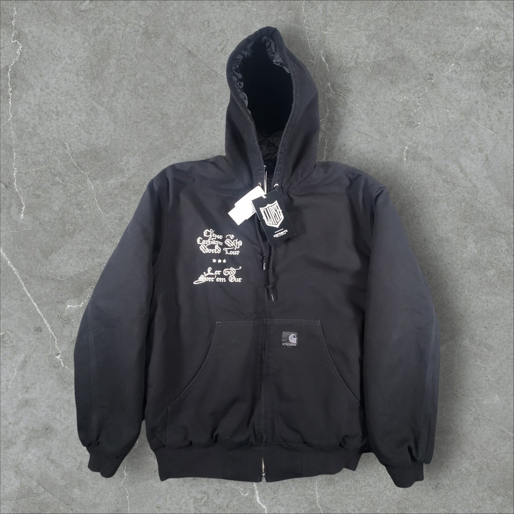 Carhartt WIP Clipse Jacket Mens XL Black OG Active World Tour Embroidered Zip
